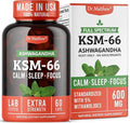 Ashwagandha KSM 66 Organic – KSM-66 ashwagandha 600mg Root Extract Full Spectrum Capsules | Standardized 5% Withanolides | Natural Stress Relief Cortisol &amp Sleep Aid Supplement | Muscle Growth &a