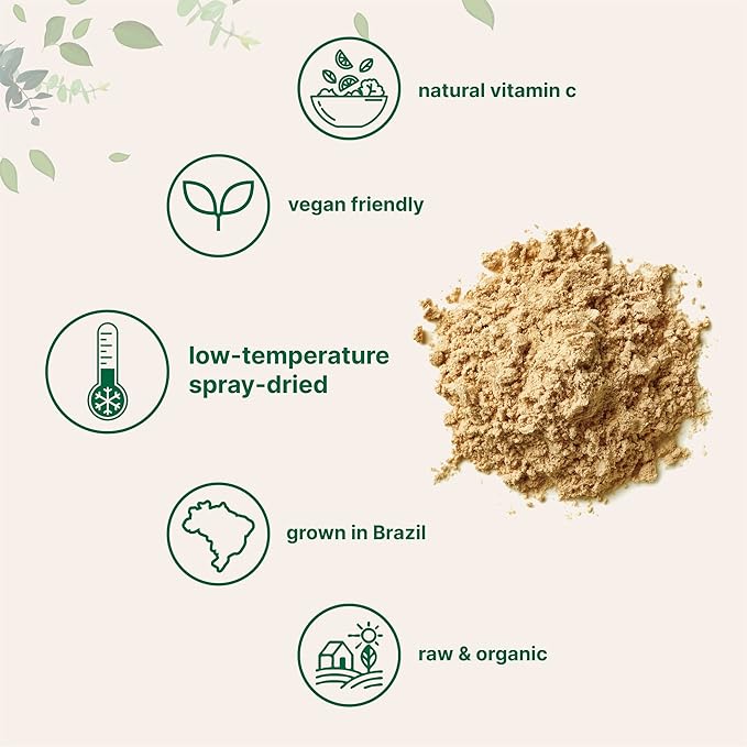 2 Pack of Pure USDA Organic Acerola Cherry Powder Natural and Organic Vitamin C for Immune System 8 Ounce No GMO No Gluten Brazil Origin