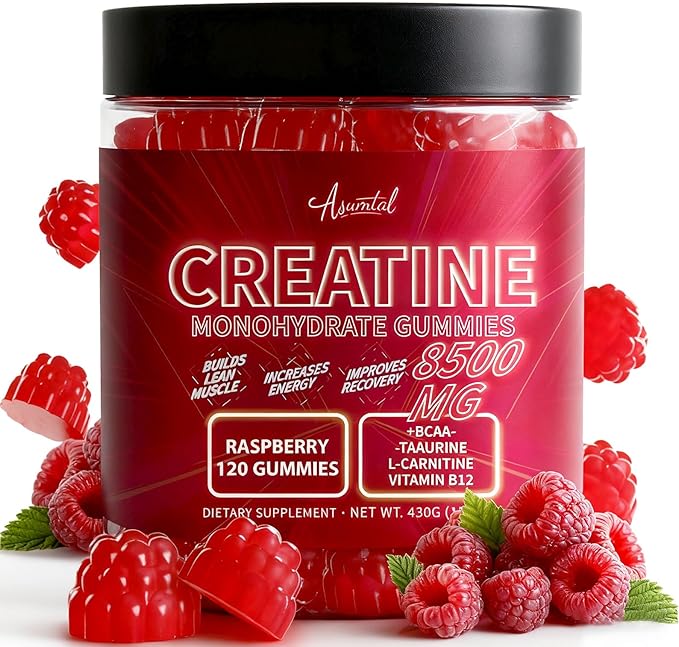 Creatine Monohydrate Gummies Complex 8500 MG for Men &amp Women Creatine Monohydrate Supplement for Muscle Growth Strength &amp Energy Support Pre Workout Gummies 120 Count Raspberry Flavor