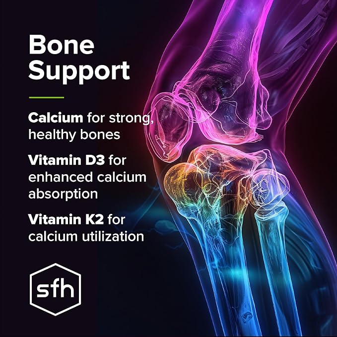 SFH Vitamin K2 D3 with Calcium | K2 MK7 + Vitamin D3 Supplement for Bone &amp Heart Support | with BioPerine for Absorption | Non-GMO | 60 Capsules