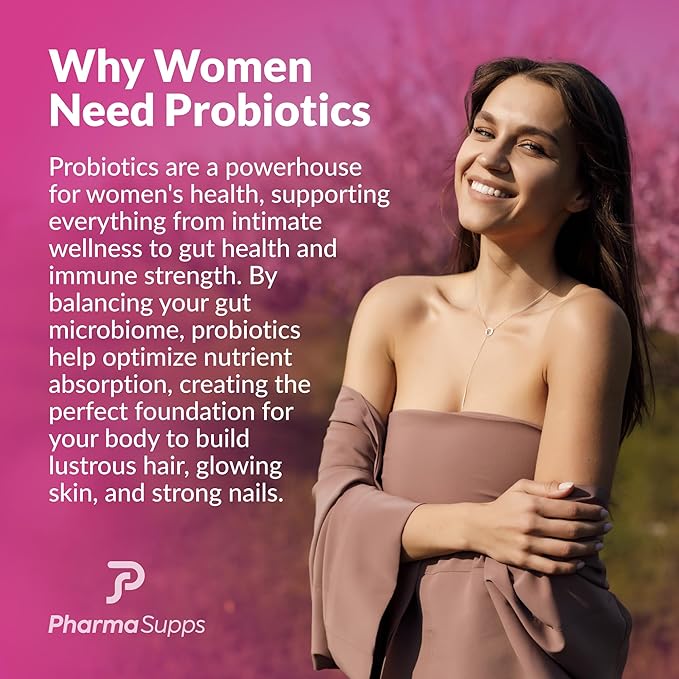 ADVANCED Women's Probiotics for Gut Health With Hair Skin &amp Nails Vitamins Support - 50 Billion CFU w/ Collagen Biotin &amp Keratin - Probiotic Supplement for Digestive Health &amp Bloating R