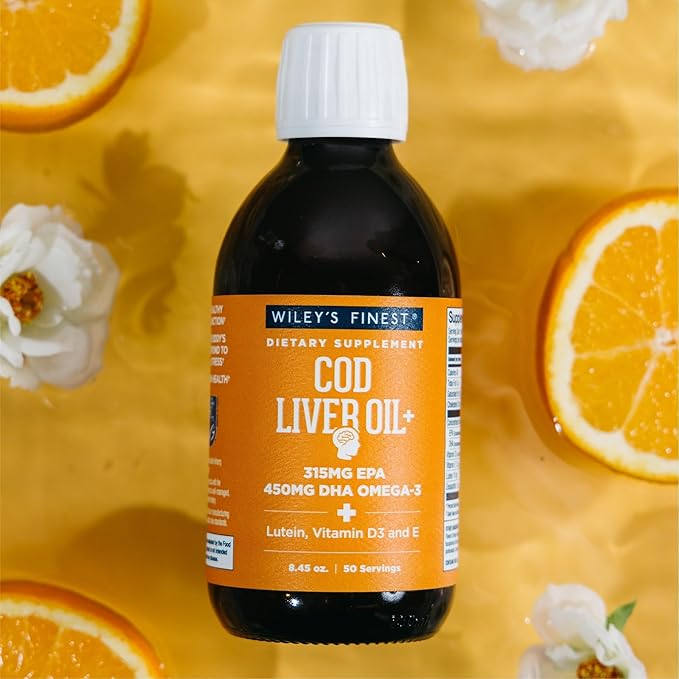 Wiley's Finest Cod Liver Oil - Orange Flavored Omega-3 Fish Oil Supplement - 765mg Omega-3s - 8.45 Oz (50 Servings)
