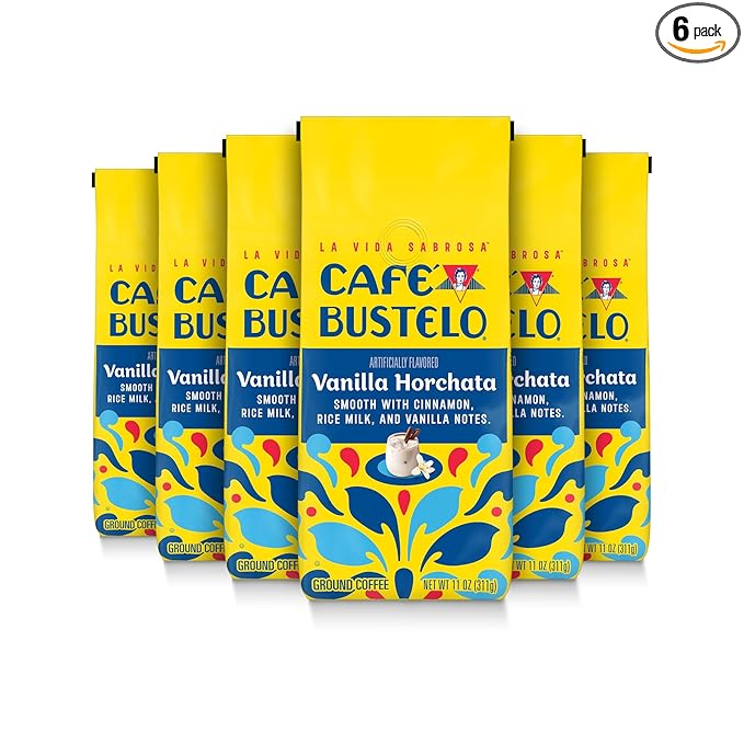 Café Bustelo Vanilla Horchata Artificially Flavored Ground Coffee 11-Oz. Bags (Pack of 6)