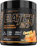 TC Nutrition Batch 27 Pre Workout Powder - 8g Citrulline 3.5g Beta Alanine 2.5g Betaine 325mg Caffeine | Instant Energy Focus Pumps &amp Strength | Nitric Oxide Booster 20 sv (Orange Cream)