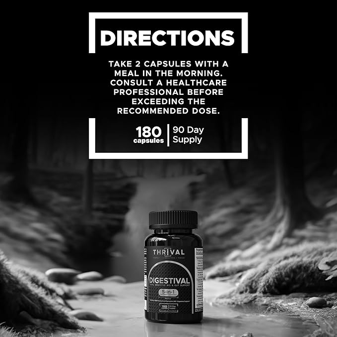 DIGESTIVAL 5-in-1 Gut Health Formula: Probiotics Prebiotics Enzymes Gut Healing &amp Bloat Relief with 53 Ingredients 60 Billion CFU and Advanced Support for IBS Leaky Gut and Digestive Wellne