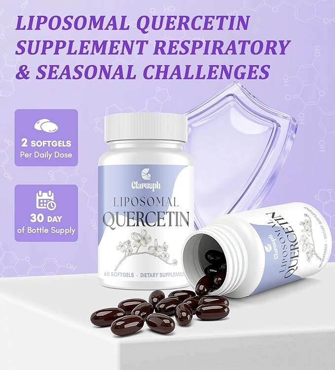 Quercetin with Bromelain | Liposomal Quercetin Supplements with Higher Absorption for Respiratory &amp Immunity* | Quercitin 1000mg with Vitamin C &amp Zinc 120 Softgels (60 Day Supply)