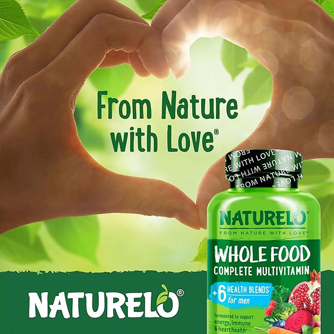 NATURELO Mens Multivitamins - Whole Food Multivitamin for Men with Vitamins Minerals - 240 Vegetarian Capsules for Energy Brain Heart Eye Health* (Pack of 2)