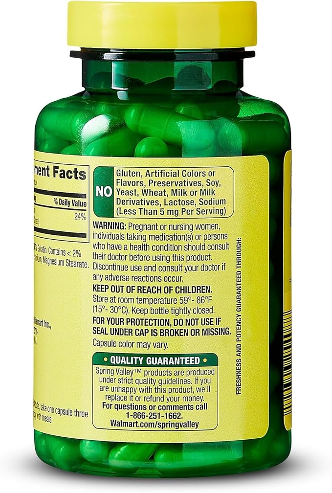 Spring Valley Magnesium Citrate | Citrato de Magnesio 100mg Capsules | Best Magnesium Supplement for Women | Magnesium Pill | 100 mg 100 Capsules - Set by Basket Goods