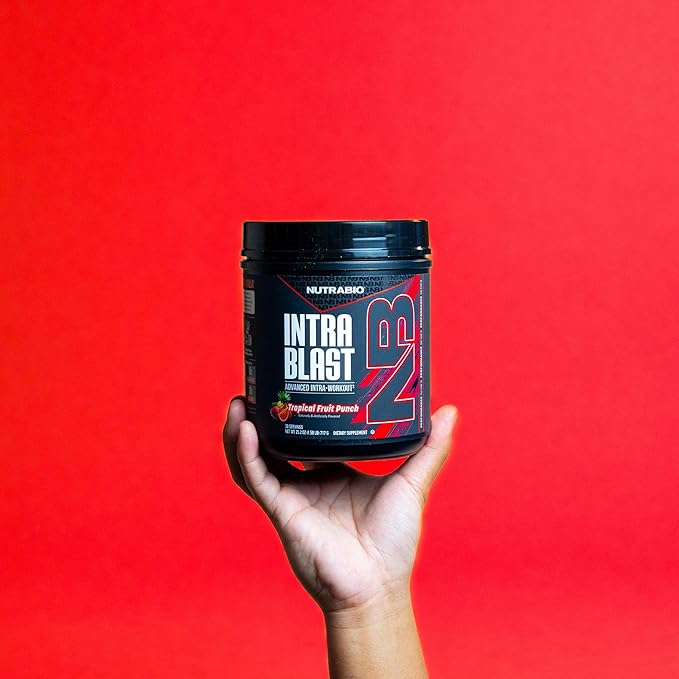 NutraBio Intra Blast Bcaa Powder Amino Acid Supplement Electrolyte &amp Hydration Blend Intra Pre Workout &amp Muscle Recovery 20g Eaa Amino Acids Powder 5g Glutamine- Tropical Fruit Punch 30