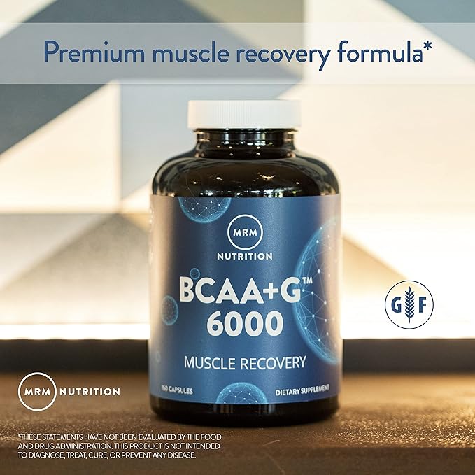 MRM Nutrition BCAA+ Muscle Recovery 6000 mg - for Women and Men - 6g of Amino Acids per Serving Recovery Supplement Complex with L-Glutamine Vegan Gluten-Free - 25 Servings