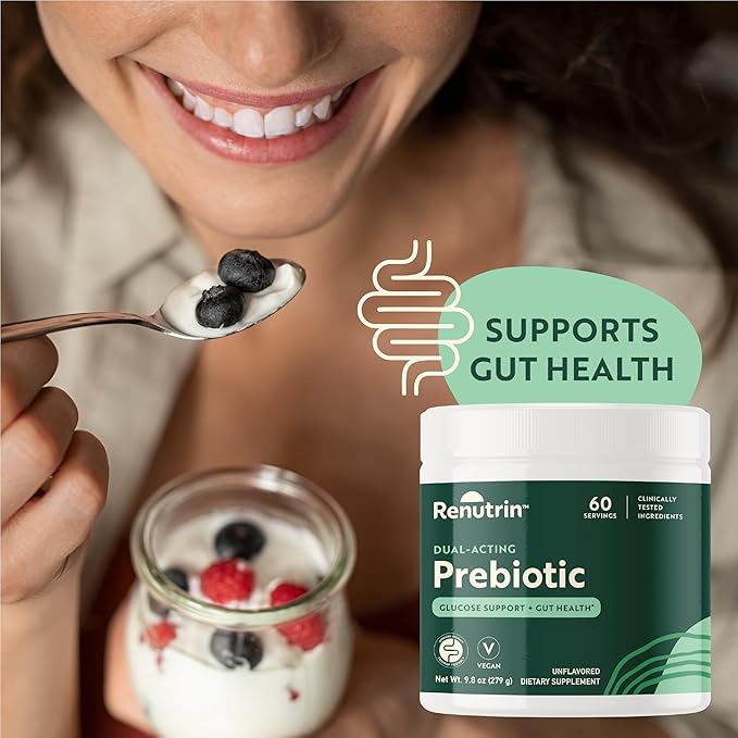 Dual-Acting Prebiotic - Great Source of Fiber - FODMAP Certified Promotes Regularity Gut &amp Metabolic Health Digestive and Immune Support - Unflavored - 1 Count - 60 Servings