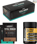 ONNIT Cognitive &amp Daily Wellness Bundle: Alpha Brain Nootropic Capsules (30 Count) + Total Human Multivitamin Packs (30-Day Supply) IGEN Non-GMO Tested Focus Energy &amp Clarity Pack of 2