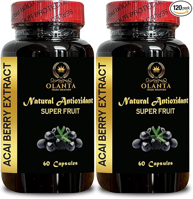 ACAI Berry Extract - Superfood from Brazil High in Antioxidants Fruit Supplement for Energy Booster Wellness Boost Formula - 2 Bottles 120 Capsules