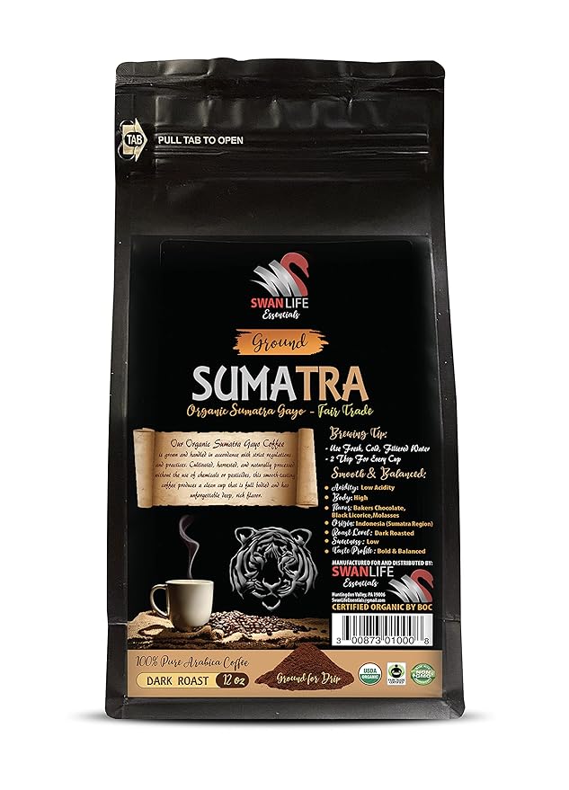 fair trade whole bean coffee - SUMARTA GROUND COFFEE ORGANIC arabica dark rost fair trade low acidity - trade coffee 3 Bags (36 Oz)