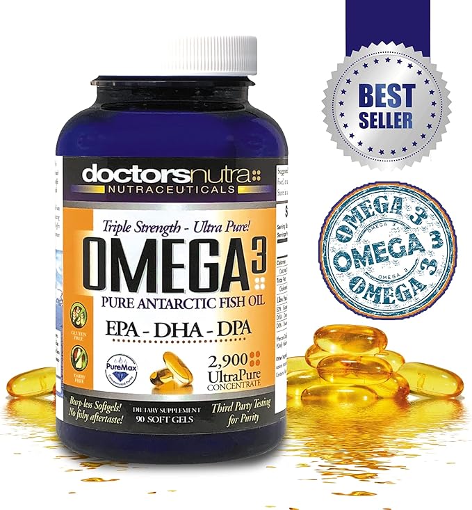 Omega 3 DPA Fish Oil 2900 Milligrams Triple Strength Ultra Pure Concentrated EPA-DPA-DHA SoftGels - 30 Servings