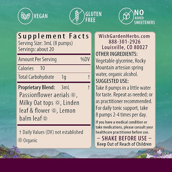 WishGarden Herbs Stress Release for Pregnancy - Natural Herbal Stress Relief Supplement with Lemon Balm &amp Chamomile Adrenal Support for Pregnancy and Postpartum Promotes Relaxation and Calm 2oz