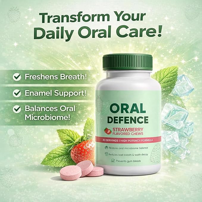 Oral Defence – Oral Probiotics Supplement for Microbiome Balance Fresh Breath Gum Health &amp Daily Hygiene Support 60 Chewable Capsules(1)