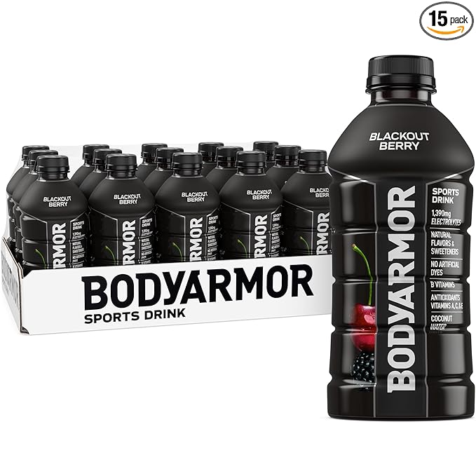 BODYARMOR Sports Drink Blackout Berry Electrolyte Drink Hydration 28 Fl Oz Bottles (15 Pack) Flavored Coconut Water with B Vitamins &amp Antioxidants