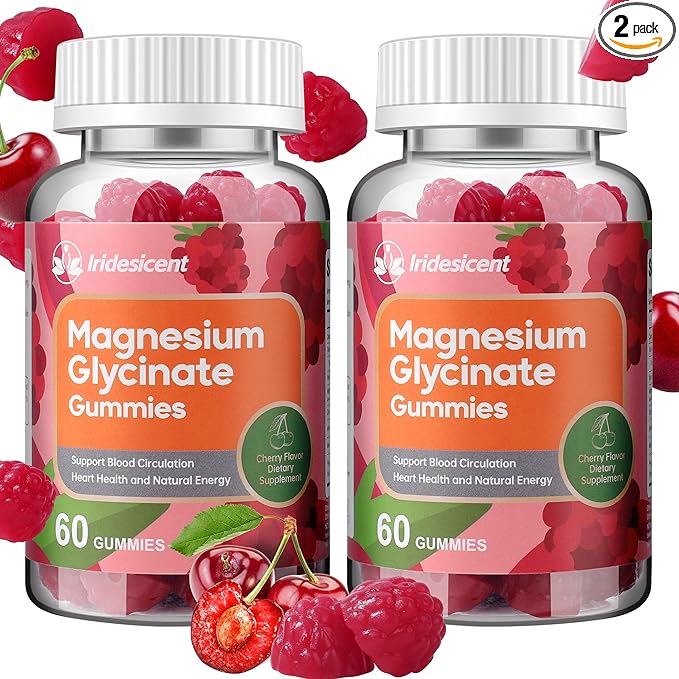 Magnesium Glycinate Gummies Sugar Free Magnesium Supplement w/Ashwagandha Zinc Vegan Magnesium Glycinate Supplement for Adults - 120 Cherry Gummies