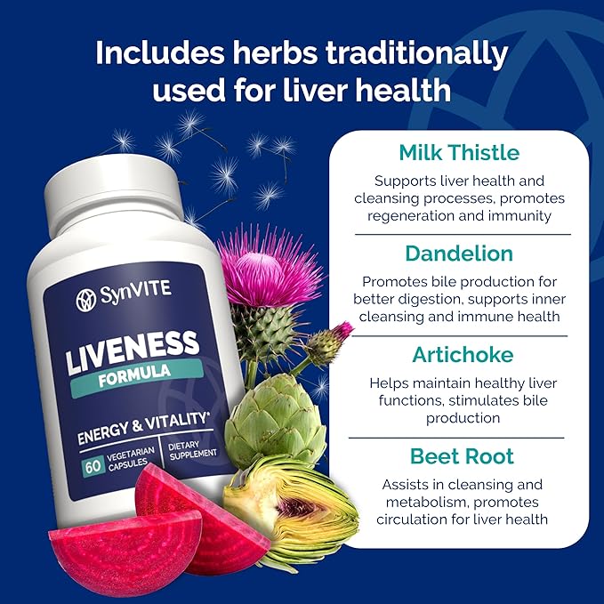 Liver Wellness - Liver Cleanse Detox &amp Repair for Liver Health with Artichoke Extract Milk Thistle Dandelion Beet Root Turmeric &amp More - Vegetarian Non-GMO Gluten-Free Made in USA
