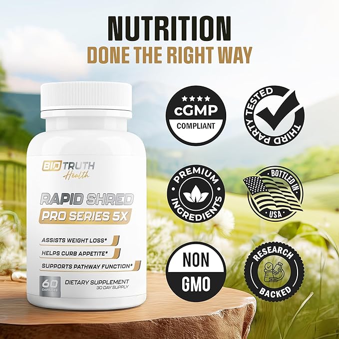 Rapid Shred Pro Series 5X | Supports GLP-1 Pathway Function | Weight Loss Pills for Women &amp Fat Burner for Men + Appetite Suppressant Supplement | 3rd Party Tested Formula - 60 Capsules