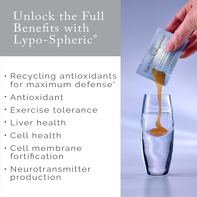 Lypo-Spheric Magnesium L-Threonate – 30 Packets – 77 mg Magnesium Per Packet – Liposome Encapsulated for Maximum Bioavailability – Professionally Formulated &amp 100% Non-GMO - 2 Pack