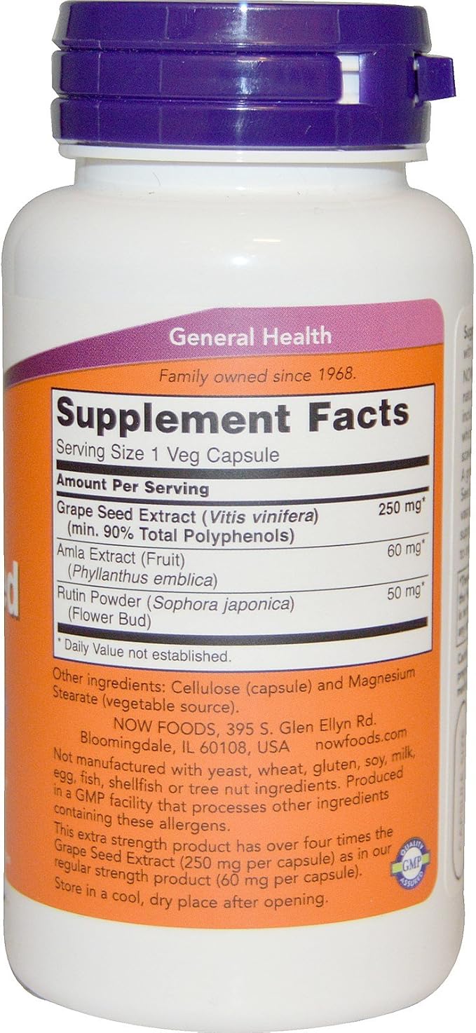 NOW Foods Grape Seed 90 VegiCaps (Pack of 2)
