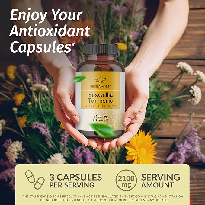 HERBAMAMA Pine Bark and Boswellia Turmeric Kit - Bundle of French Maritime Capsules &amp Boswellia Turmeric Capsules - Vegan Non-GMO Gelatin-Free - 2 Pack