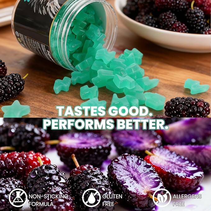 Ascend Creatine Monohydrate Gummies 5000mg (30 Servings Blue Raspberry Flavor)