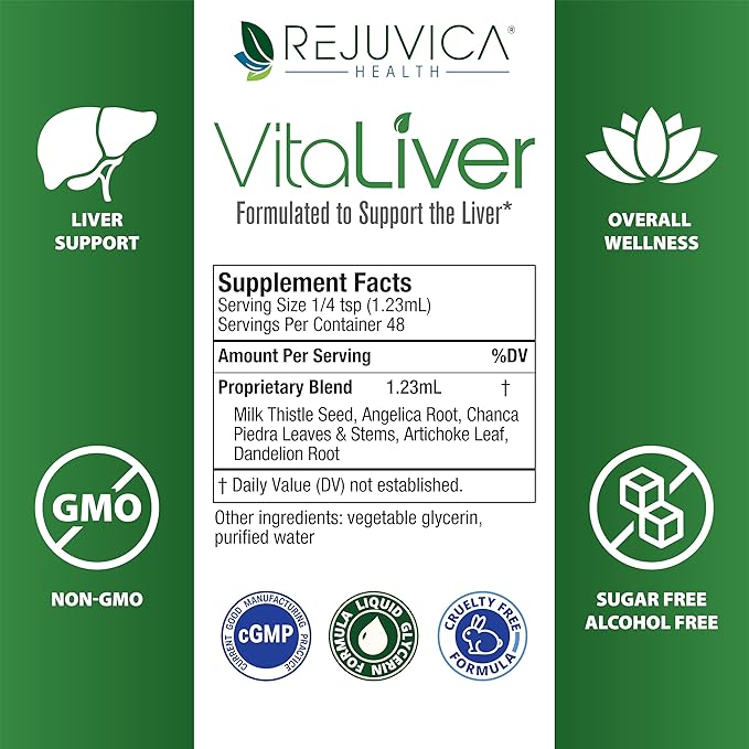 Rejuvica Health Vitaliver + Active B12 - Advanced Liver &amp B12 Support Bundle - Liquid Delivery for Better Absorption - Milk Thistle Chanca Piedra Artichoke Dandelion &amp More!