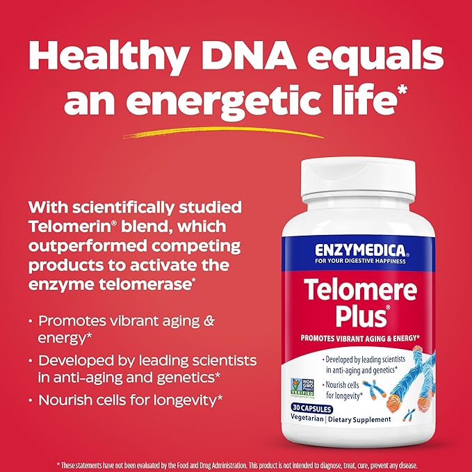 Enzymedica Telomere Plus Enzyme Support for Cellular Health 30 Capsules