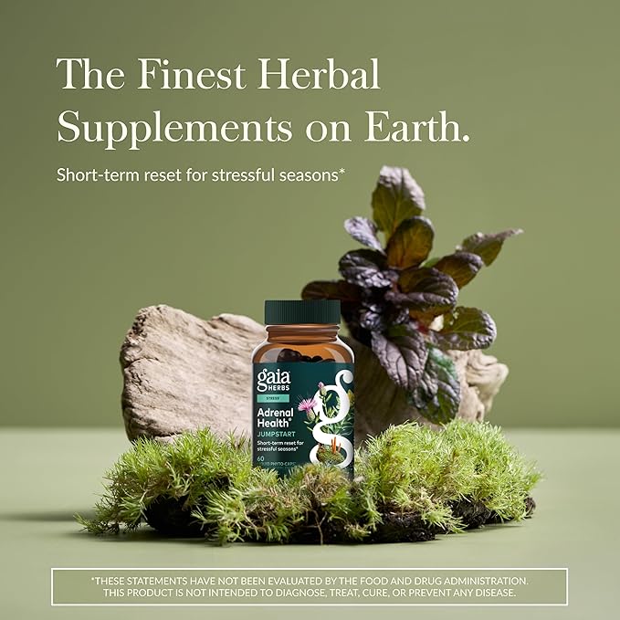 Gaia Herbs Adrenal Health Jumpstart - Helps Sustain Healthy Energy &amp Stress Levels* - with Cordyceps Schisandra Rhodiola &amp Licorice - 60 Vegan Liquid Phyto-Capsules (30 Servings)