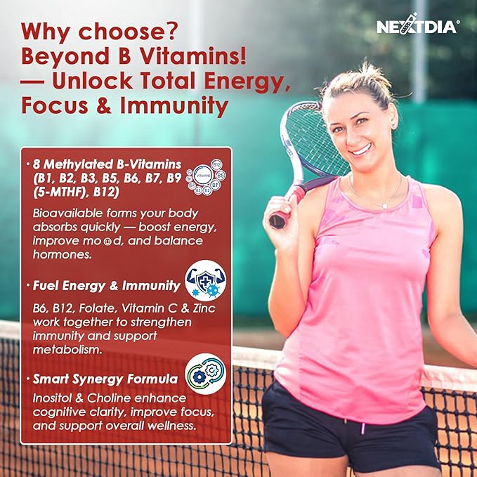 Vitamin B Complex Gummies Vegan Vitamin B Gummies with 2000 mcg Methyl B12 Methyl Folate | Plus Choline + Inositol Vitamin C + Zinc for Supports Energy Mood Immune Healthy Hair Skin - 60 Cts