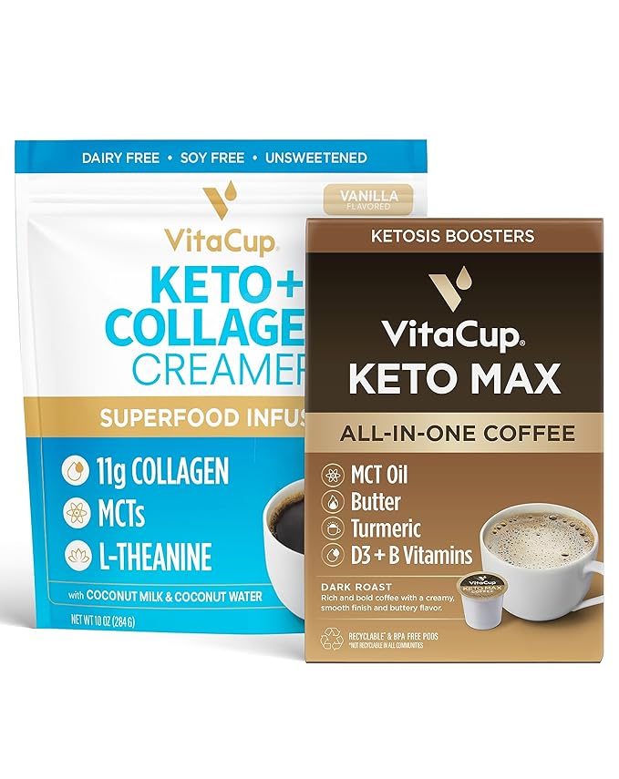 VitaCup Keto Max Coffee Pods 18ct &amp Keto Creamer 10oz