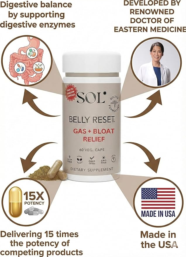Complete Belly Reset - Gut Cleanse Detox for Men &amp Women - 60 Easy to Swallow Capsules - Herbal Vegan &amp Gluten Free Gut Reset - Promotes Regular Bowel Movement - Made in the USA