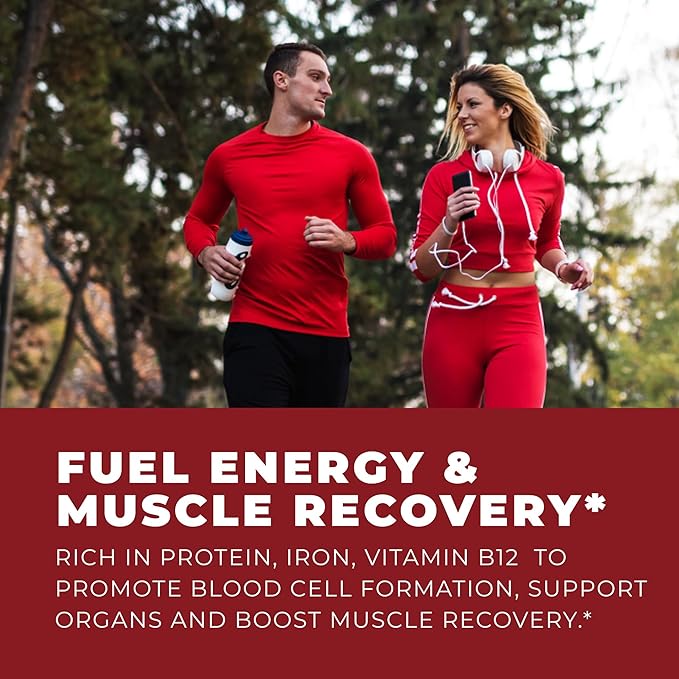 Left Coast Performance Grass Fed Bovine Blood and Beef Liver Supplement –100% Grass Fed New Zealand Pasture Raised Beef Organs - Natural Blood Builder Non GMO Freeze Dried –180 Capsules