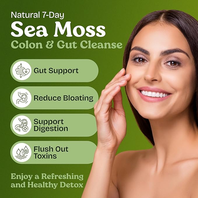 Atlantic Naturals Sea Moss 7-Colon Cleanse Powder | Formulated with Psyllium Husk Fiber &amp Senna Powder | Supports Immune &amp Gut Health for Women &amp Men Pineapple Flavor Drink Mix 14 oz