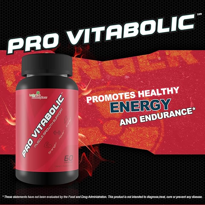 Pro Vitabolic - Muscle Growth Support - Enhance Power Strength Stamina &amp Energy - Explosive Muscle Pump for Big Gains - Aid Oxygen &amp Nutrient Delivery to Muscles - L-Arginine &amp L-Citrul