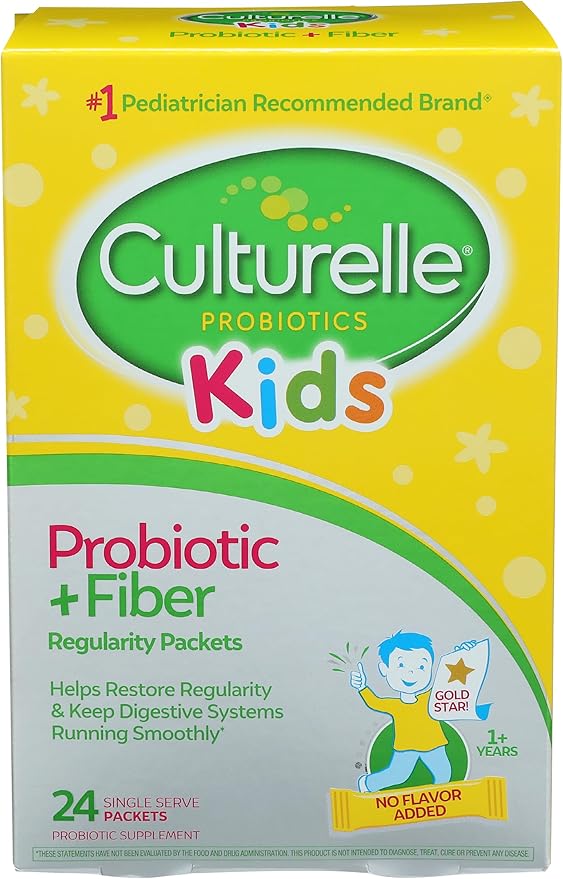 Culturelle Kids Probiotic + Fiber Packets (Ages 3+) - 24 Count &amp Kids Daily Probiotic Supplement - Helps Support a Healthy Immune &amp Digestive System*