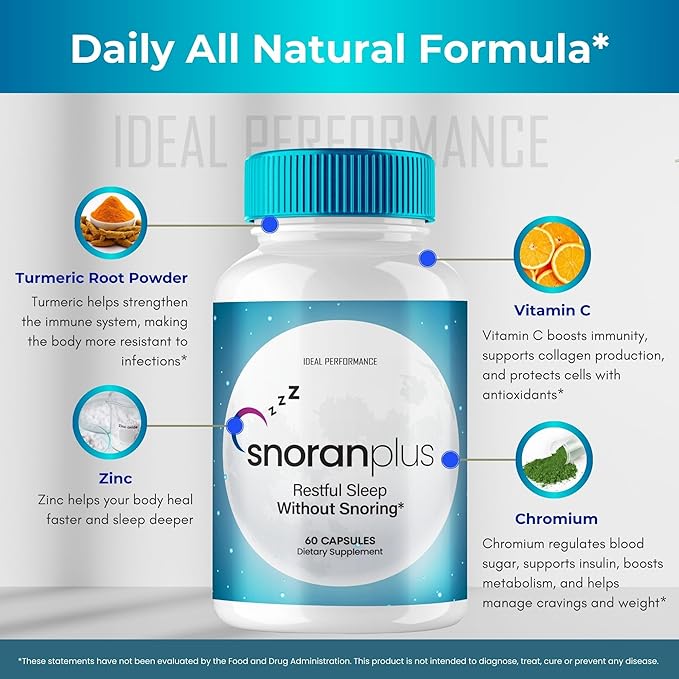 Snoran Plus Capsules Official Snoran Plus Natural Supplement Pills Reduces Snoring - Extra Strength SnoranPlus Advanced Formula Improves Breathing Overall Health &amp Wellness Reviews (60 Capsules