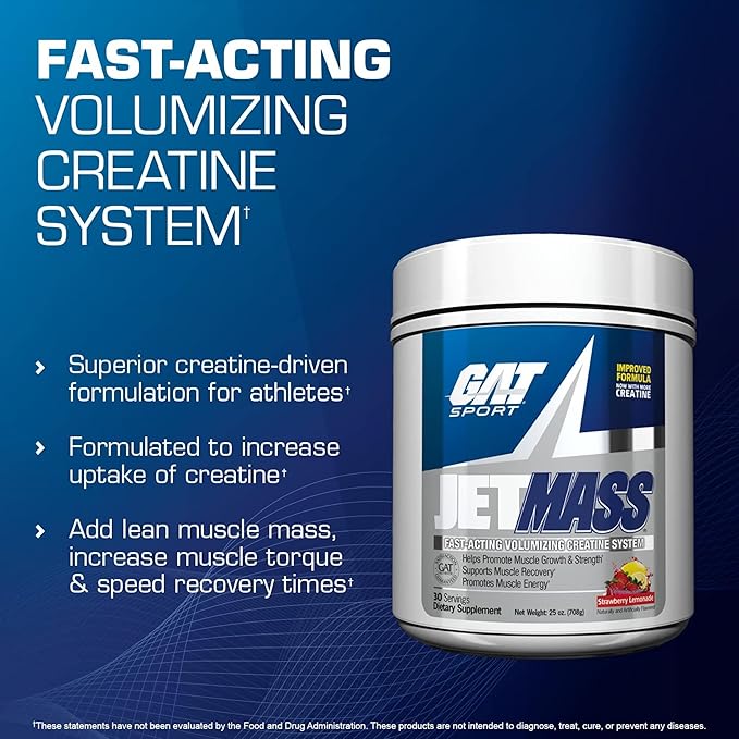 GAT SPORT JetMass Fact-Acting Volumizing Creatine System 30 Servings (Tropical Ice)