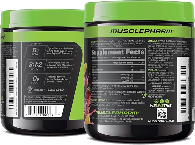 MusclePharm Essentials BCAA Powder Pre &amp Post Workout Recovery Drink Supports Muscle Recovery &amp Energy Essential Amino Acids 30 Serv Fruit Punch