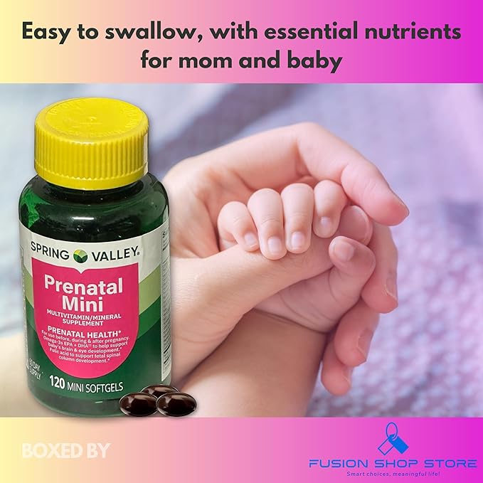 Prenatal Vitamins for Women- 120 Mini Softgels Multivitamin/Multimineral (Pack of 1) Boxed by Fusion Shop Store