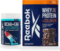 Reebok Post-Workout Amino Acids + Protein Bundle: REEcover Rocket Moon Pop + REEbuild Chocolate Fudge | Muscle Recovery Hydration Strength Joint Support