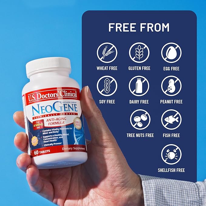 U.S. Doctors’ Clinical NeoGene (Formerly) GH3 Clinically Proven Aging Support Supplement with Nutrients for Supporting Mood Cognition Heart Health Antioxidant Support [1 Month - 60 ct.]