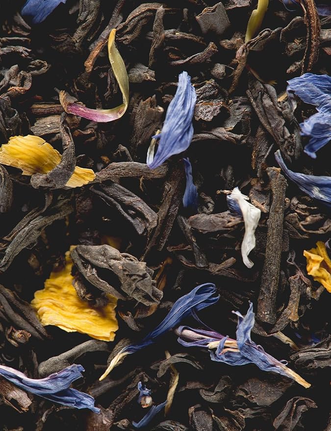 Dammann Freres Loose Leaf Jardin Bleu Premium Gourmet French Black Tea Blend Strawberry Rhubarb Flavors 3.52 Ounce Tin