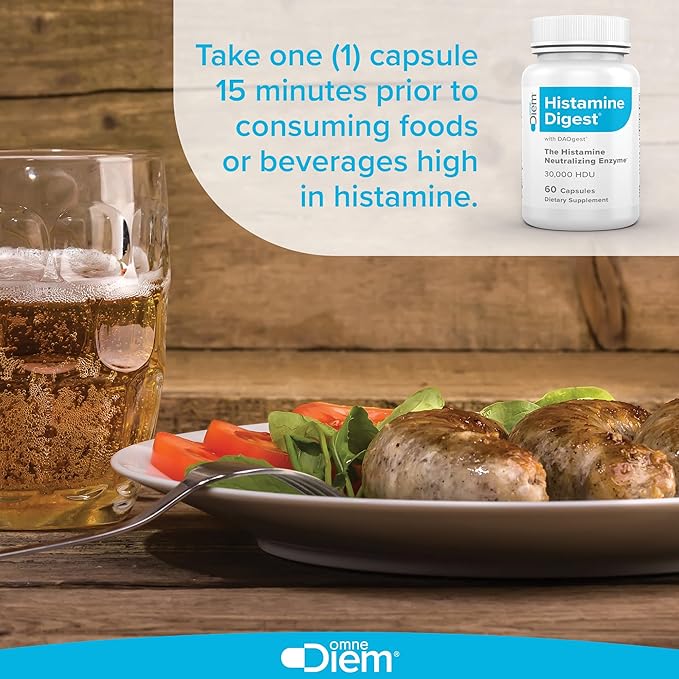 Omne Diem Histamine Digest 15000 HDU DAO Enzyme Supplement (Diamine Oxidase) 30 Caps – Histamine Digestive Support for Histamine-Rich Foods – DAO Enzymes for Gut Health &amp Histamine Metabolism