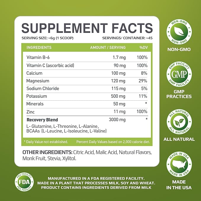 Hydration and Electrolyte Recovery Mix | 0 Sugar | Amino Blend | 45 Servings (Fruit Punch)