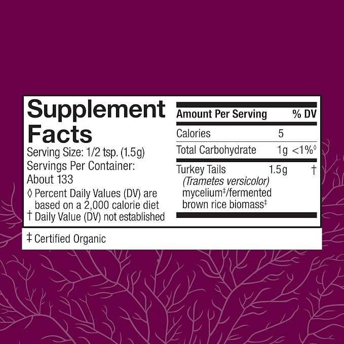 Host Defense Turkey Tail Mushroom Powder - Digestive Health &amp Immune Response Support Supplement - Mushroom Supplement for Gastrointestinal &amp Gut Microbiome Support - 7 oz (133 Servings)*