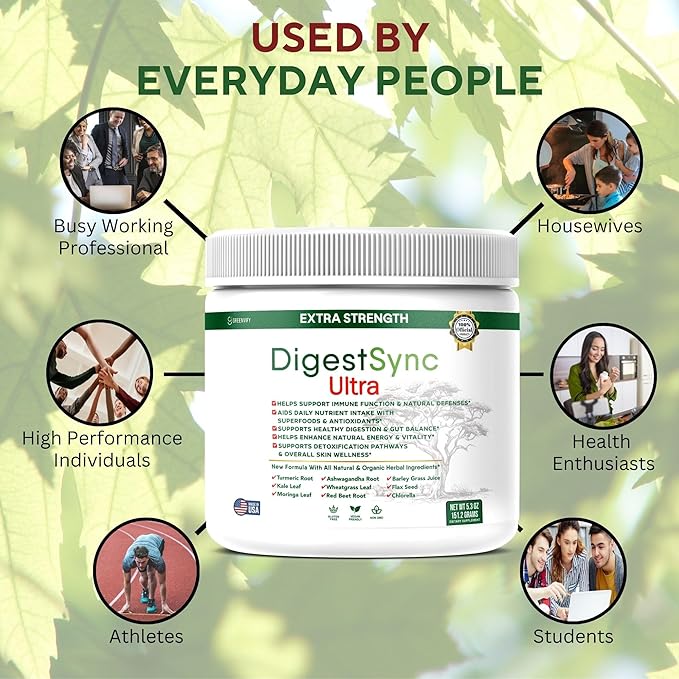 DigestSync Ultra Extra Strength Digestive Support Supplement with Organic Superfoods 5.3 oz 28 Servings (2)